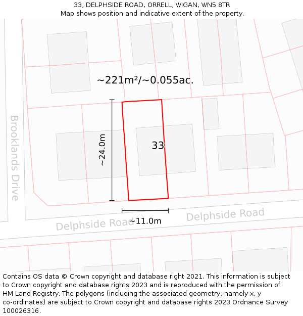 33, DELPHSIDE ROAD, ORRELL, WIGAN, WN5 8TR: Plot and title map