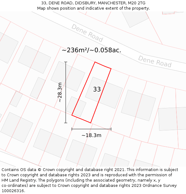 33, DENE ROAD, DIDSBURY, MANCHESTER, M20 2TG: Plot and title map