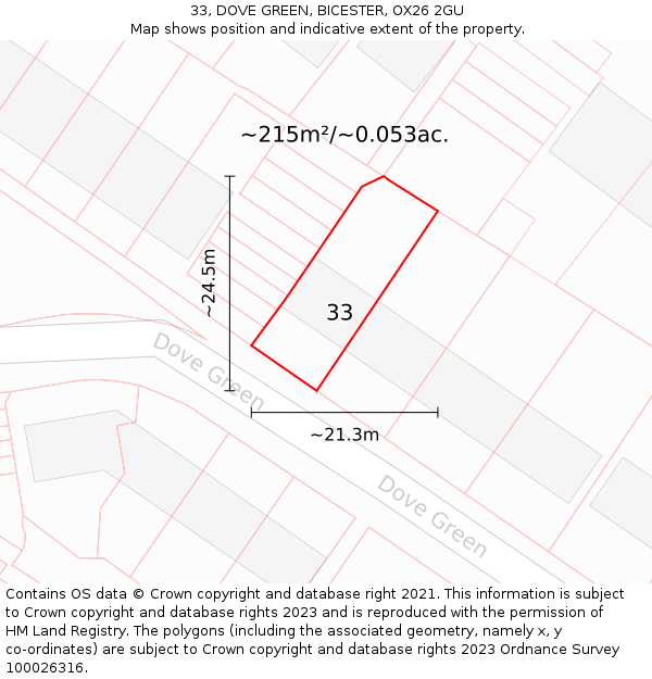 33, DOVE GREEN, BICESTER, OX26 2GU: Plot and title map