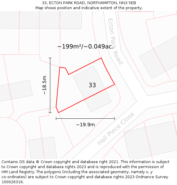 33, ECTON PARK ROAD, NORTHAMPTON, NN3 5EB: Plot and title map