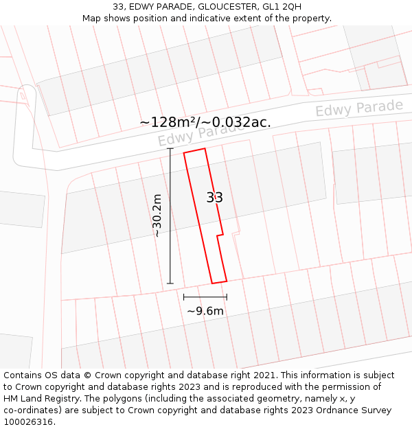 33, EDWY PARADE, GLOUCESTER, GL1 2QH: Plot and title map
