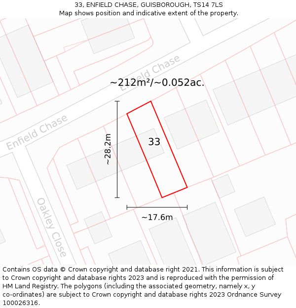 33, ENFIELD CHASE, GUISBOROUGH, TS14 7LS: Plot and title map