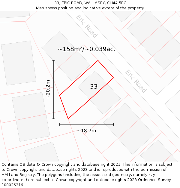 33, ERIC ROAD, WALLASEY, CH44 5RG: Plot and title map