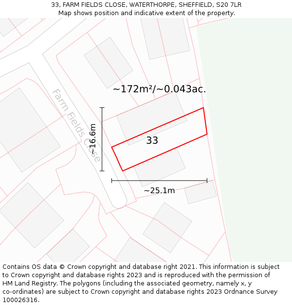 33, FARM FIELDS CLOSE, WATERTHORPE, SHEFFIELD, S20 7LR: Plot and title map