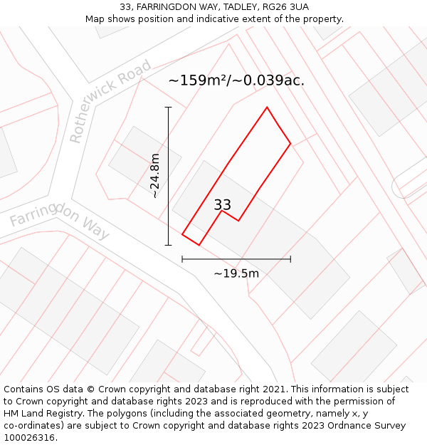 33, FARRINGDON WAY, TADLEY, RG26 3UA: Plot and title map