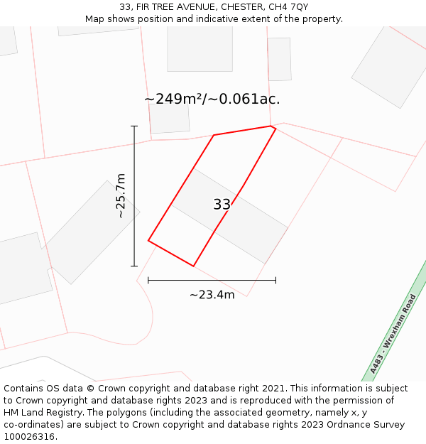 33, FIR TREE AVENUE, CHESTER, CH4 7QY: Plot and title map