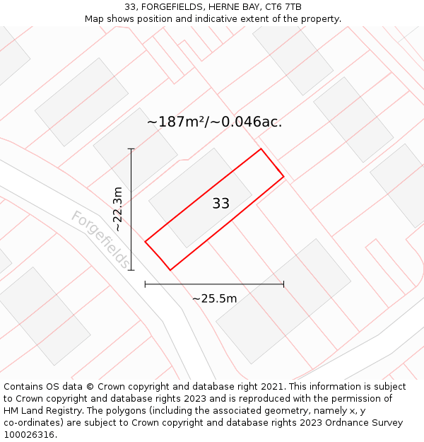 33, FORGEFIELDS, HERNE BAY, CT6 7TB: Plot and title map