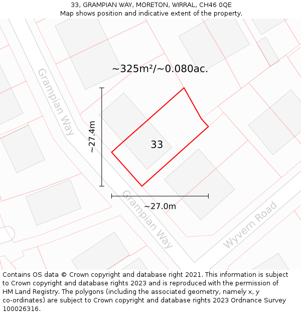 33, GRAMPIAN WAY, MORETON, WIRRAL, CH46 0QE: Plot and title map