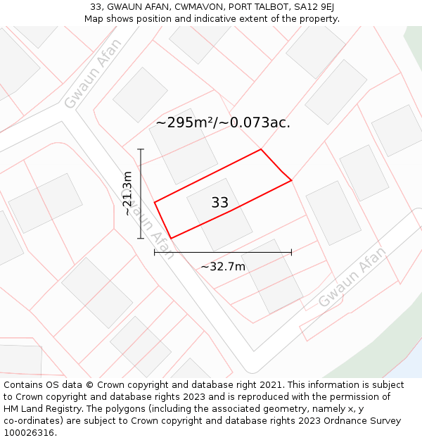 33, GWAUN AFAN, CWMAVON, PORT TALBOT, SA12 9EJ: Plot and title map