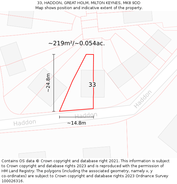 33, HADDON, GREAT HOLM, MILTON KEYNES, MK8 9DD: Plot and title map