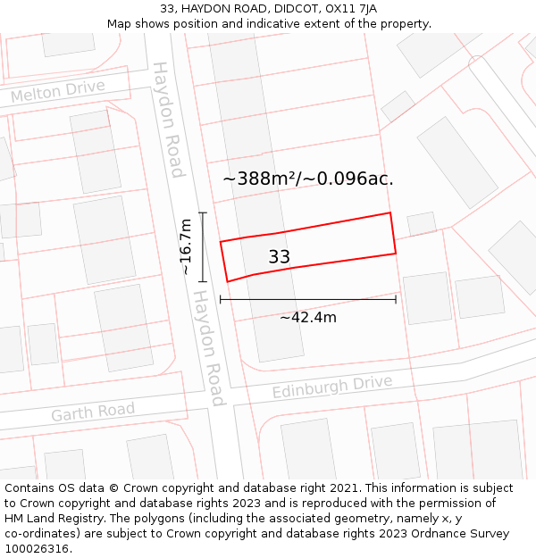 33, HAYDON ROAD, DIDCOT, OX11 7JA: Plot and title map