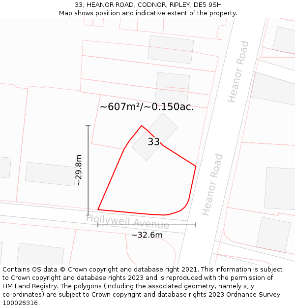33, HEANOR ROAD, CODNOR, RIPLEY, DE5 9SH: Plot and title map