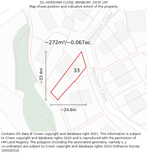 33, HORSHAM CLOSE, BANBURY, OX16 1XP: Plot and title map