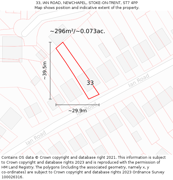 33, IAN ROAD, NEWCHAPEL, STOKE-ON-TRENT, ST7 4PP: Plot and title map