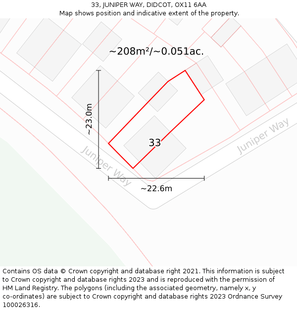 33, JUNIPER WAY, DIDCOT, OX11 6AA: Plot and title map
