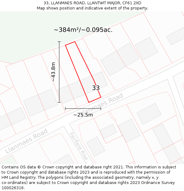 33, LLANMAES ROAD, LLANTWIT MAJOR, CF61 2XD: Plot and title map