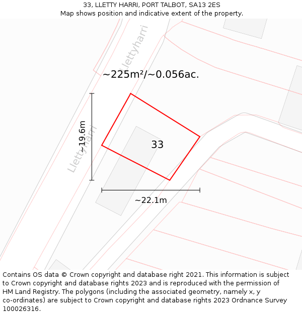 33, LLETTY HARRI, PORT TALBOT, SA13 2ES: Plot and title map