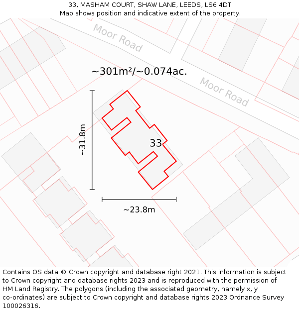 33, MASHAM COURT, SHAW LANE, LEEDS, LS6 4DT: Plot and title map