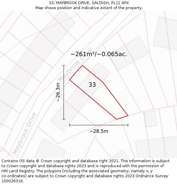33, MAYBROOK DRIVE, SALTASH, PL12 4PX: Plot and title map