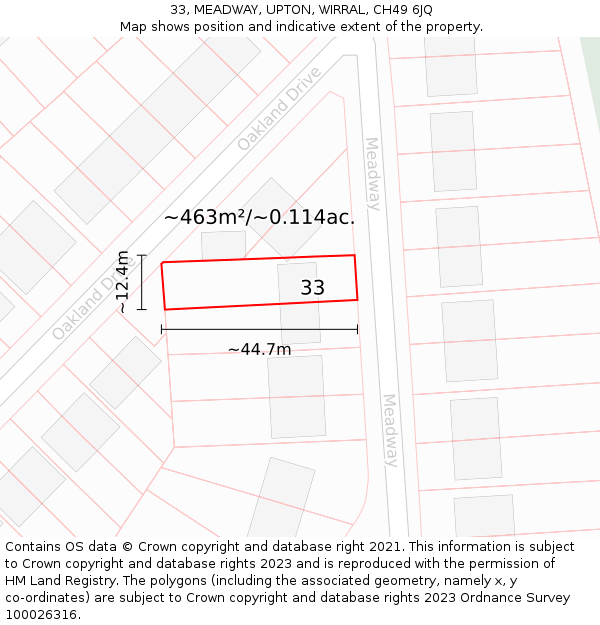33, MEADWAY, UPTON, WIRRAL, CH49 6JQ: Plot and title map