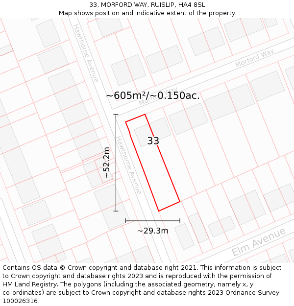 33, MORFORD WAY, RUISLIP, HA4 8SL: Plot and title map