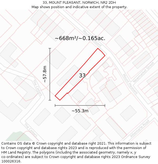 33, MOUNT PLEASANT, NORWICH, NR2 2DH: Plot and title map