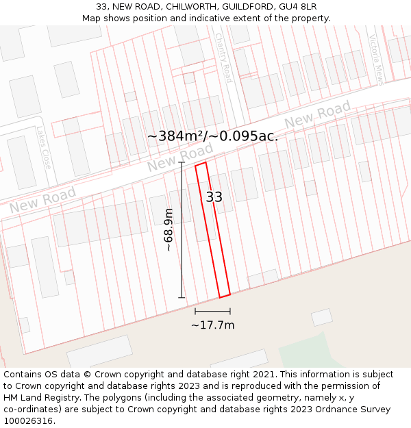 33, NEW ROAD, CHILWORTH, GUILDFORD, GU4 8LR: Plot and title map