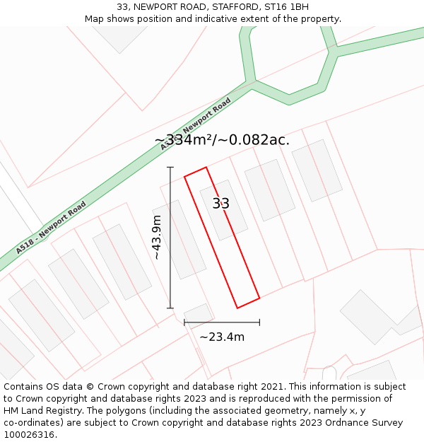 33, NEWPORT ROAD, STAFFORD, ST16 1BH: Plot and title map
