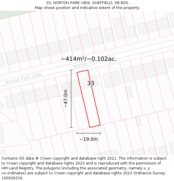 33, NORTON PARK VIEW, SHEFFIELD, S8 8GS: Plot and title map