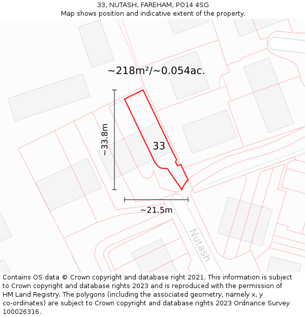 33, NUTASH, FAREHAM, PO14 4SG: Plot and title map