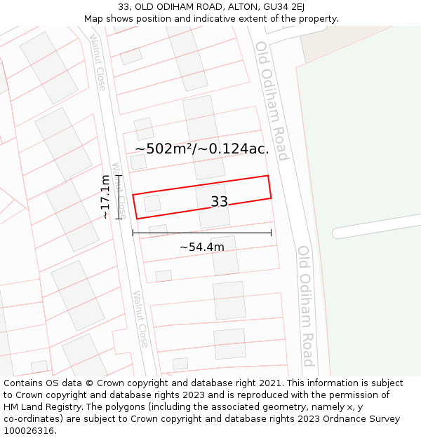 33, OLD ODIHAM ROAD, ALTON, GU34 2EJ: Plot and title map
