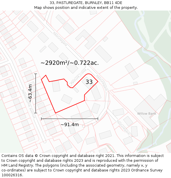 33, PASTUREGATE, BURNLEY, BB11 4DE: Plot and title map