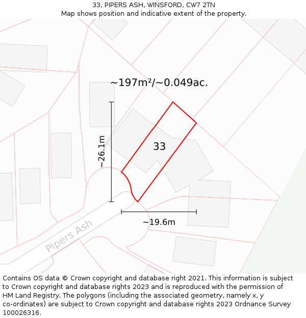 33, PIPERS ASH, WINSFORD, CW7 2TN: Plot and title map
