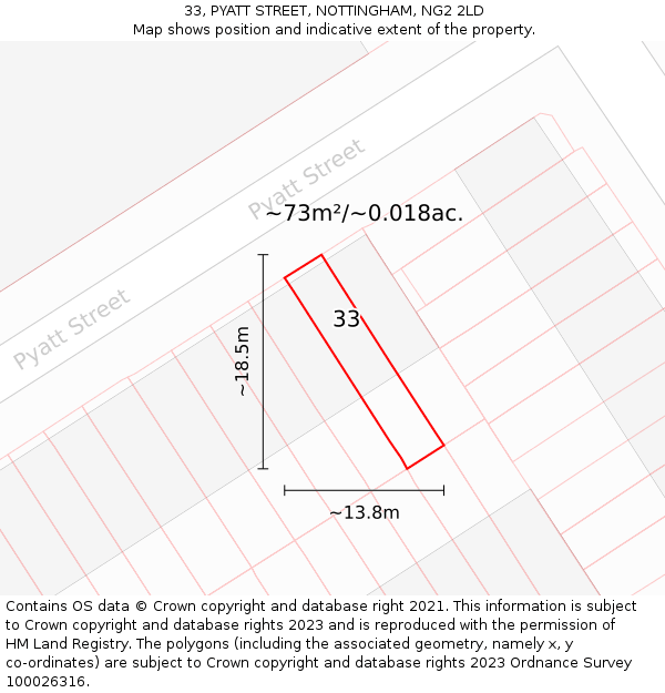 33, PYATT STREET, NOTTINGHAM, NG2 2LD: Plot and title map
