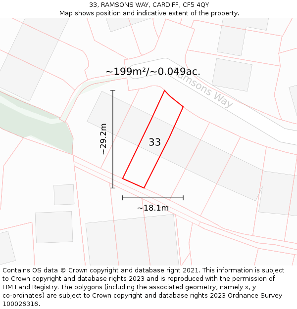 33, RAMSONS WAY, CARDIFF, CF5 4QY: Plot and title map