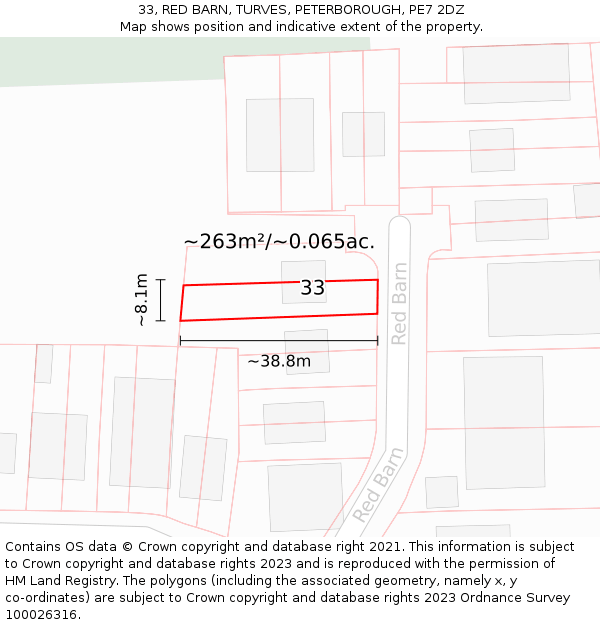 33, RED BARN, TURVES, PETERBOROUGH, PE7 2DZ: Plot and title map