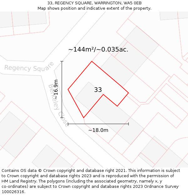 33, REGENCY SQUARE, WARRINGTON, WA5 0EB: Plot and title map