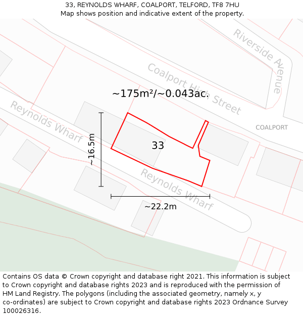 33, REYNOLDS WHARF, COALPORT, TELFORD, TF8 7HU: Plot and title map