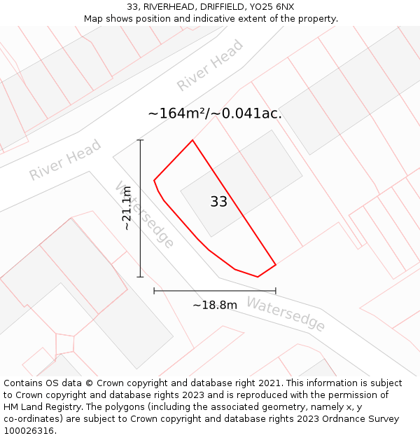 33, RIVERHEAD, DRIFFIELD, YO25 6NX: Plot and title map