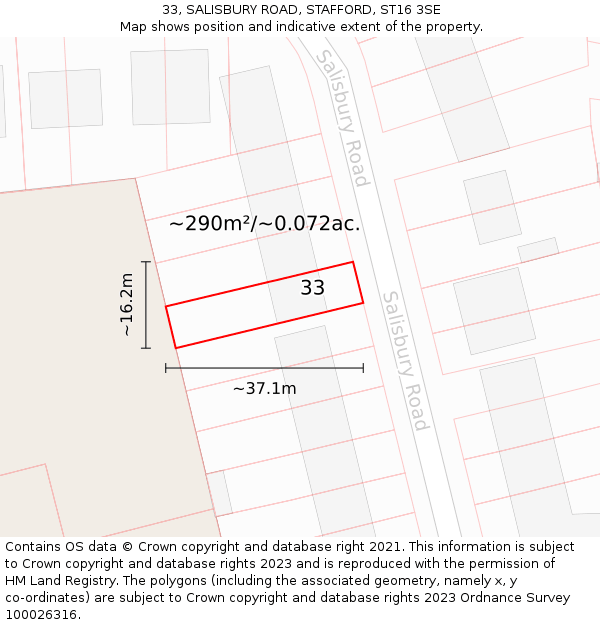 33, SALISBURY ROAD, STAFFORD, ST16 3SE: Plot and title map