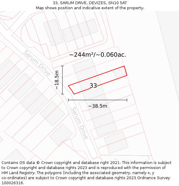33, SARUM DRIVE, DEVIZES, SN10 5AT: Plot and title map