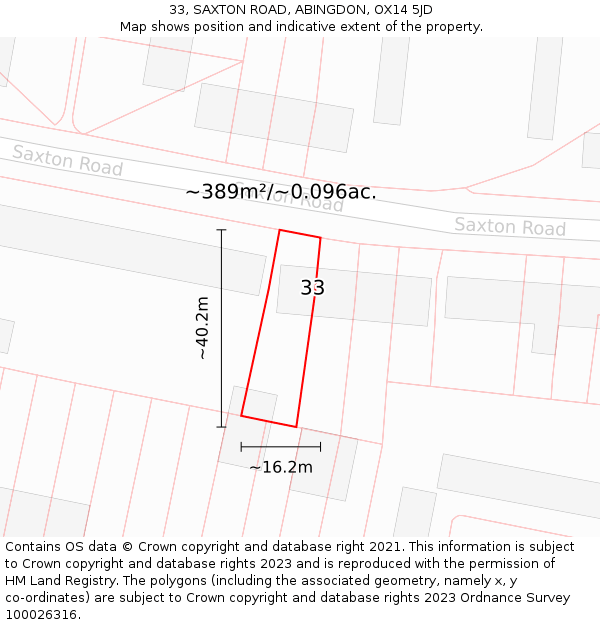 33, SAXTON ROAD, ABINGDON, OX14 5JD: Plot and title map