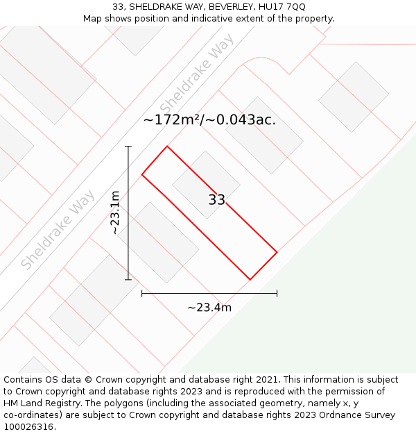 33, SHELDRAKE WAY, BEVERLEY, HU17 7QQ: Plot and title map