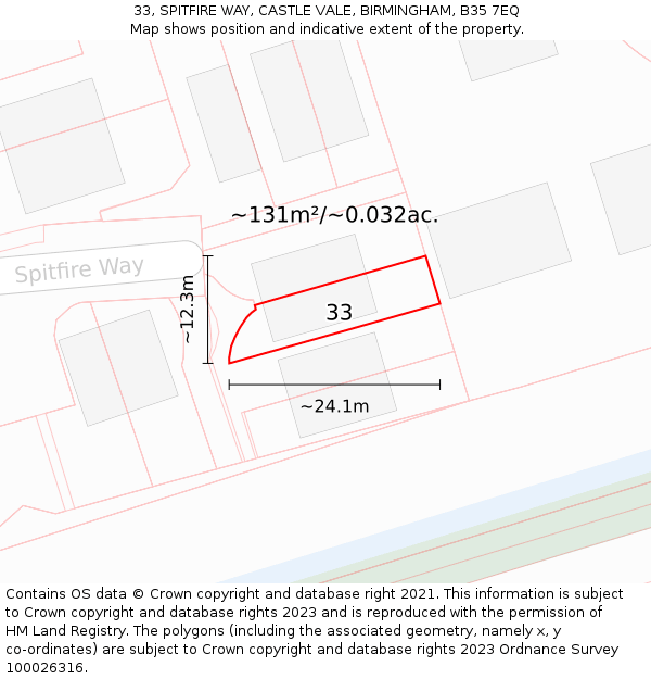 33, SPITFIRE WAY, CASTLE VALE, BIRMINGHAM, B35 7EQ: Plot and title map