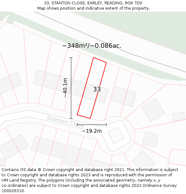 33, STANTON CLOSE, EARLEY, READING, RG6 7DX: Plot and title map