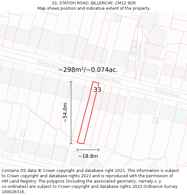 33, STATION ROAD, BILLERICAY, CM12 9DR: Plot and title map