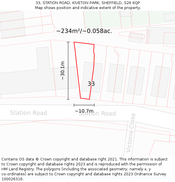 33, STATION ROAD, KIVETON PARK, SHEFFIELD, S26 6QP: Plot and title map