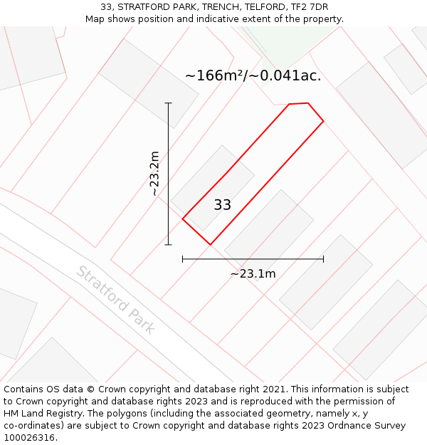 33, STRATFORD PARK, TRENCH, TELFORD, TF2 7DR: Plot and title map