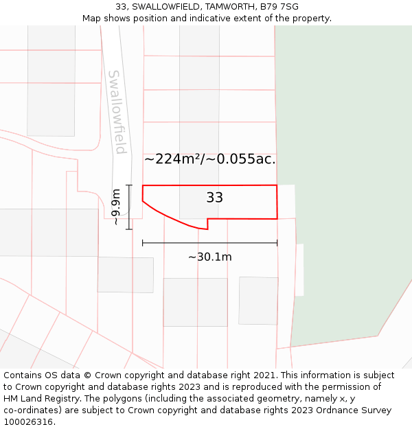 33, SWALLOWFIELD, TAMWORTH, B79 7SG: Plot and title map