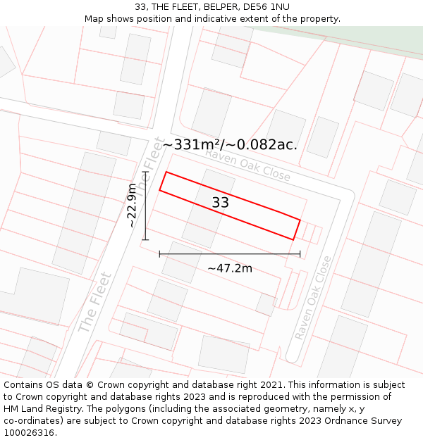33, THE FLEET, BELPER, DE56 1NU: Plot and title map